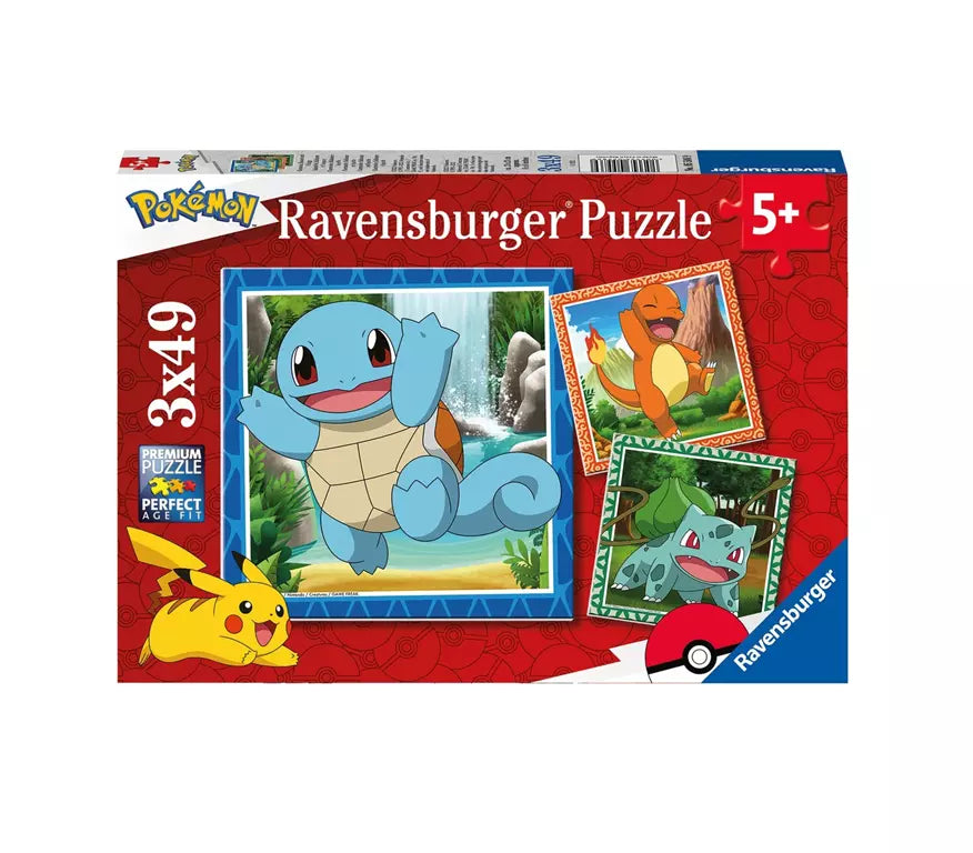 Puzzle Pokémon Ravensburger - Puzzle - Trois puzzles - 49 pièces - Puzzle pour enfants