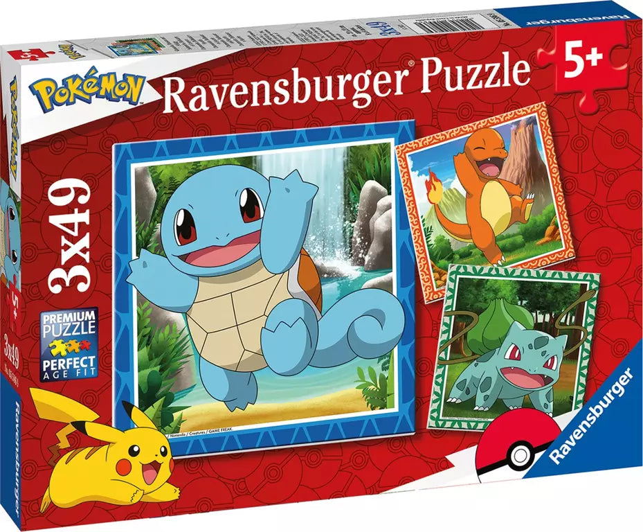 Puzzle Pokémon Ravensburger - Puzzle - Trois puzzles - 49 pièces - Puzzle pour enfants