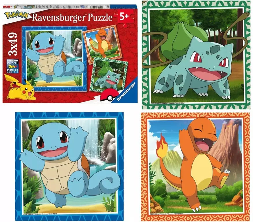 Puzzle Pokémon Ravensburger - Puzzle - Trois puzzles - 49 pièces - Puzzle pour enfants