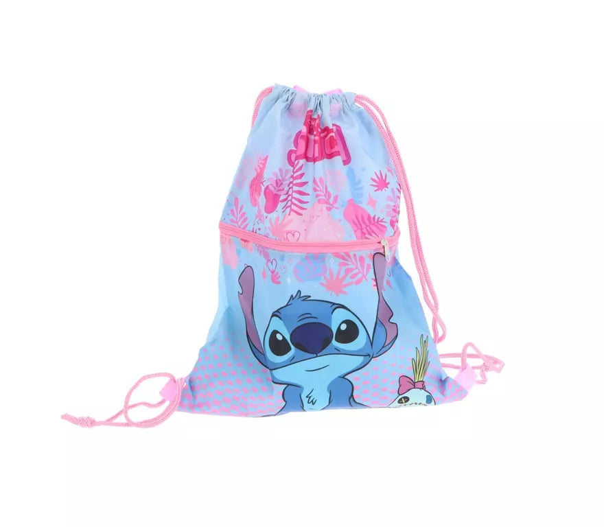 Disney Stitch & Scrump Luxe Gymtas – Tropisch Design – 45x34,5 cm – Met Ritsvak – Officiële Licentie