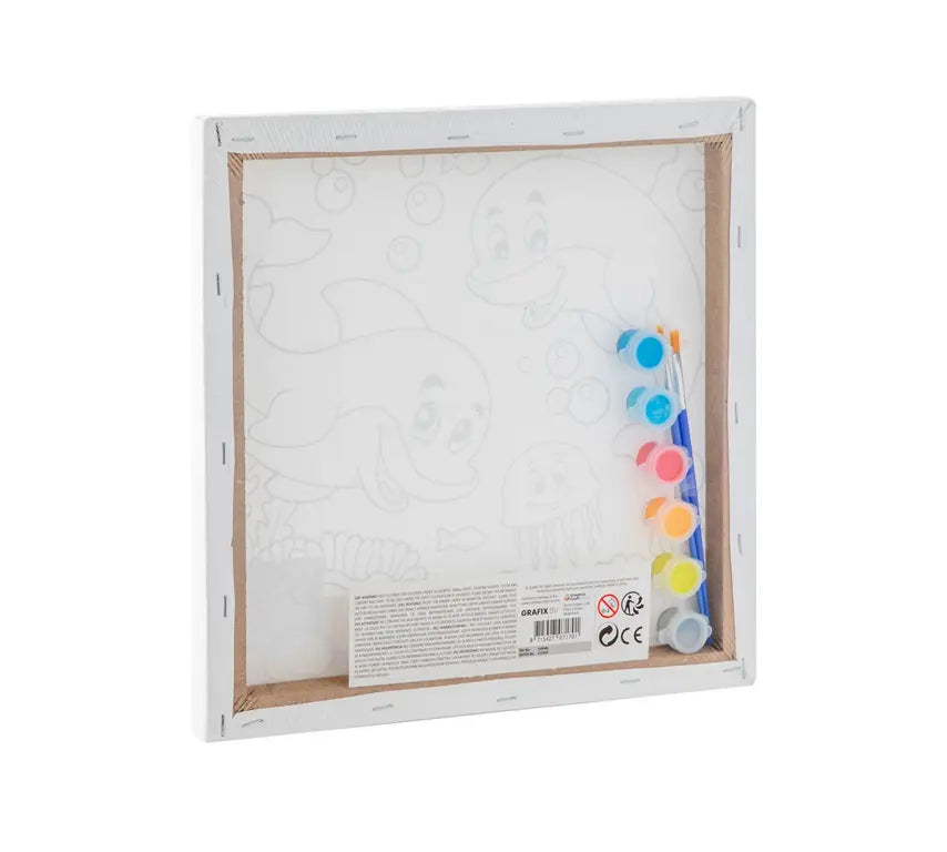 Grafix Paint by Number Dolfijnen Canvas – Schilderen op Nummer Set voor Kinderen