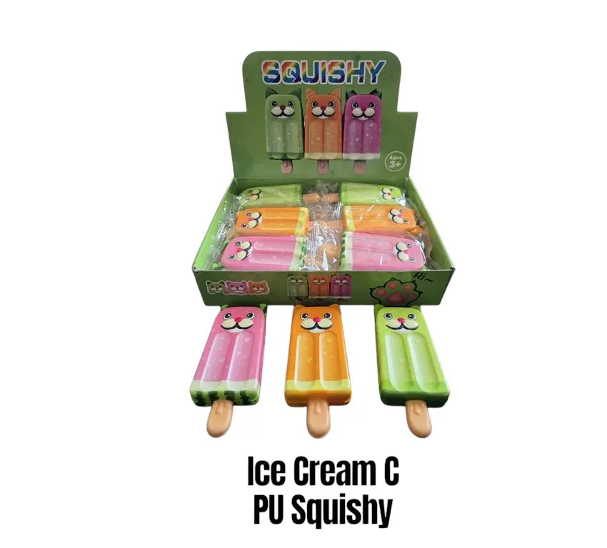 Kat ijsje squishy slow rising PU foam knijpspeelgoed 13 x 5,5 cm