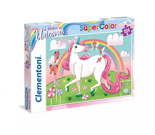 Clementoni - Puzzel - 104 Stukjes - I Believe in Unicorns Brilliant - Puzzel Voor Kinderen - Supercolor