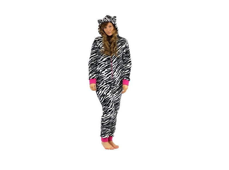 Dames Onesie Zebra coral Fleece maat M/L
