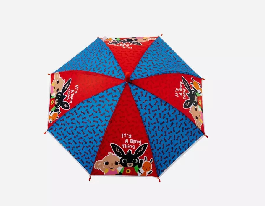 Bing Bunny Paraplu Kinderen – Rood & Blauw met Bing, Sula & Flop – Ø68 cm – Semi-Automatisch – Officiële Licentie