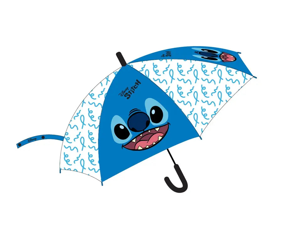 Disney Stitch kinderparaplu blauw wit halfautomatisch 74 cm