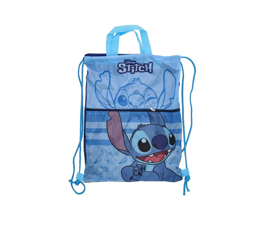 Disney Stitch Luxe Gymtas – Blauw – 45x34,5 cm – Met Ritsvak – Officiële Licentie