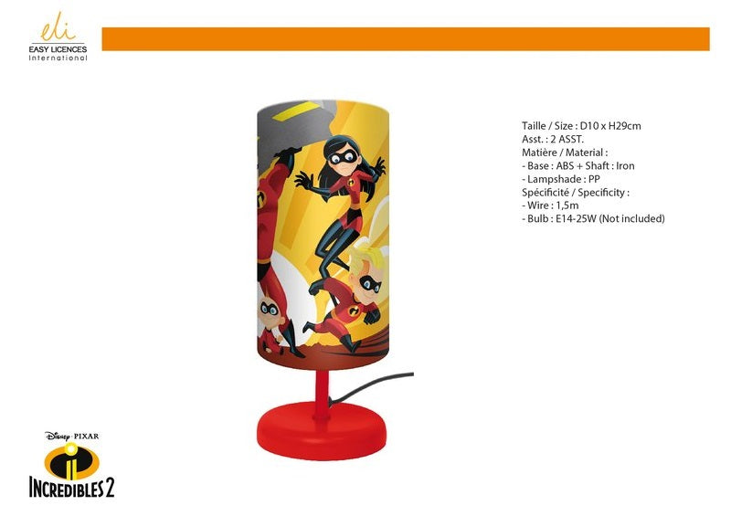 Disney Incredibles 2 Nachtlicht für Kinder - Rot - 29 cm