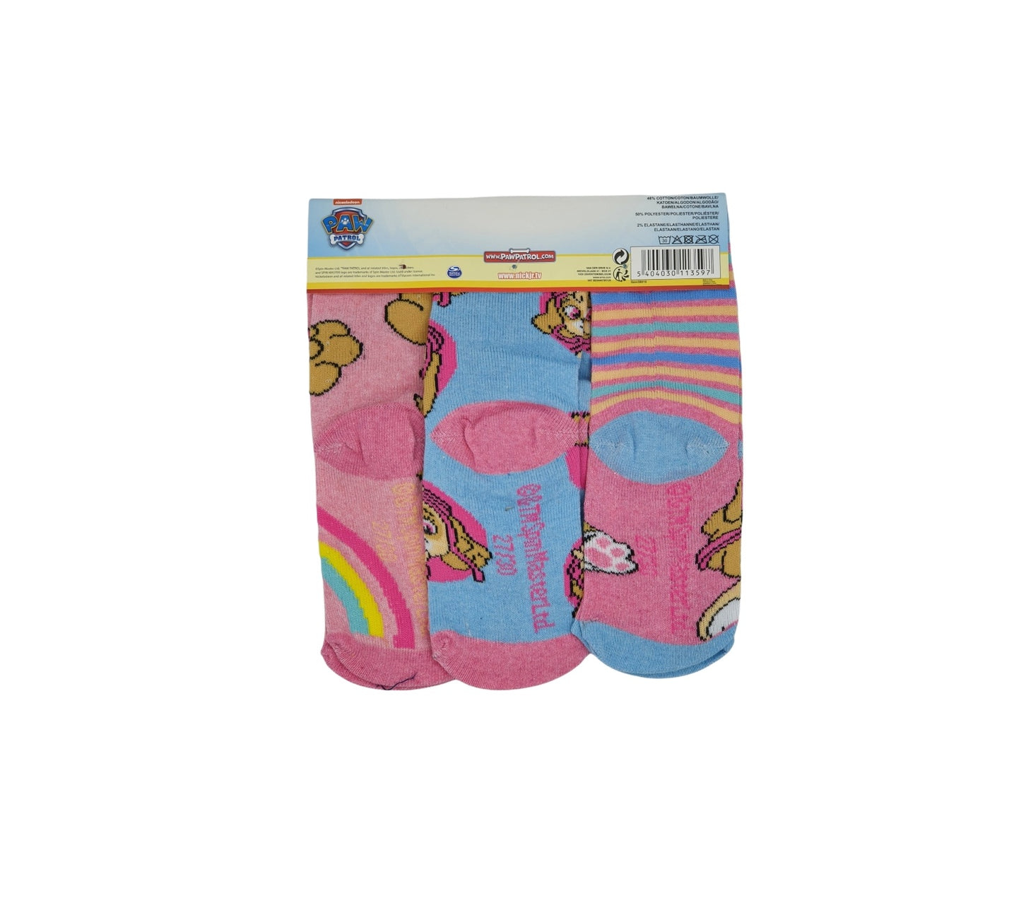 sokken Paw Patrol (3 paar) - Skye - roze - maat 31/34