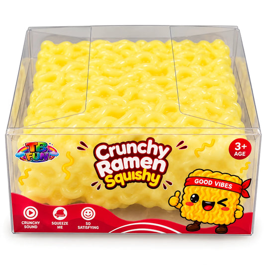 TB-Fun Crunchy Ramen Squishy geel in verpakking