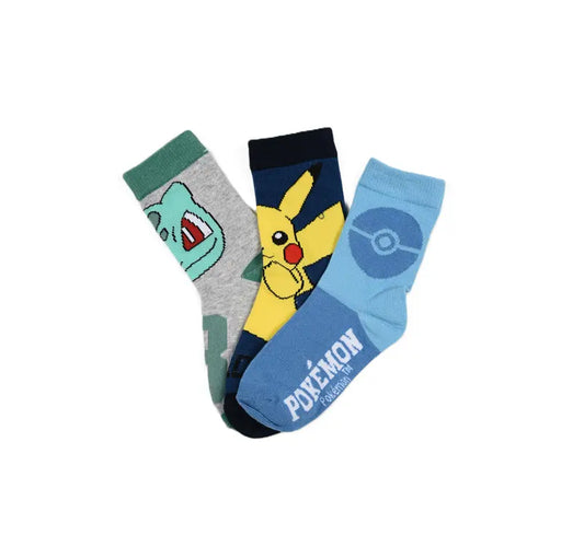 Pokémon Sokken 3-Pack Pikachu & Bulbasaur – Officiële Licentie