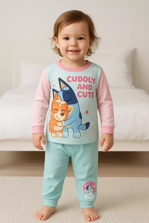 Bluey Pyjama Meisjes – Cuddle and Cute – Roze & Lichtblauw – Maten 86/92 t/m 104/110
