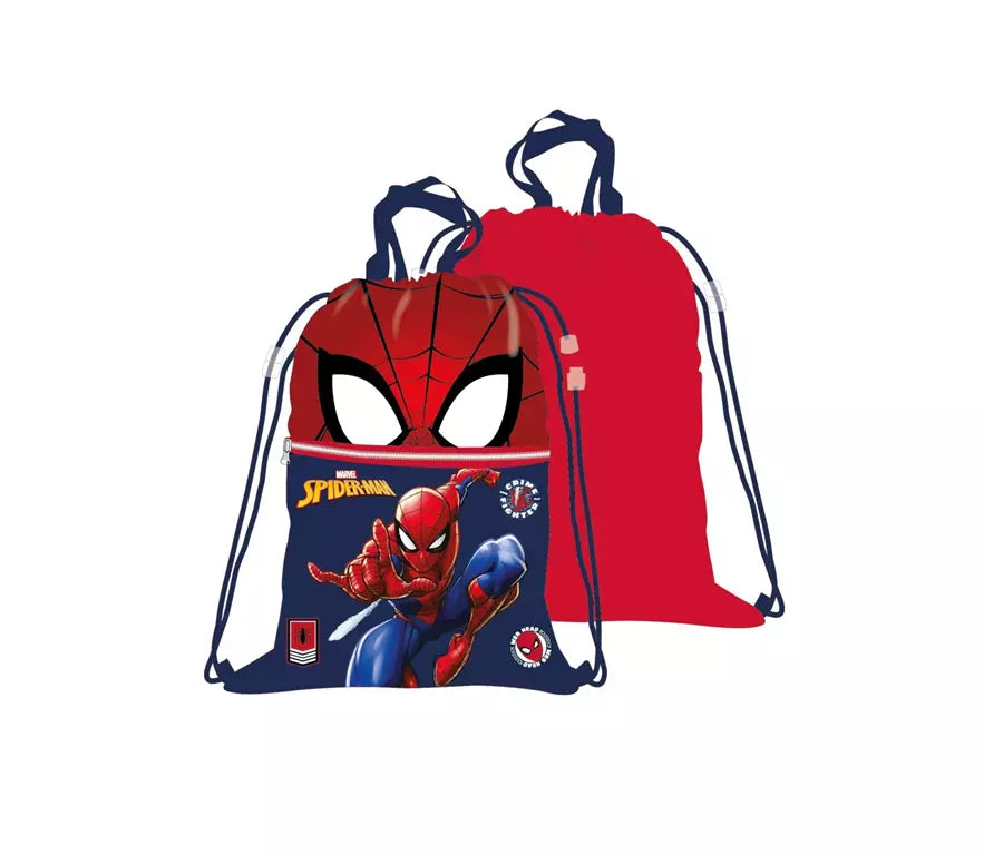 Marvel Spiderman Luxe Gymtas – 45x34,5 cm – Met Voorvak en Trekkoord – Officiële Licentie