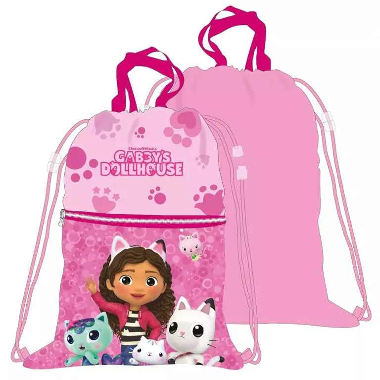 Gabby’s Dollhouse Luxe Gymtas – 45x34,5 cm – Met Voorvak en Trekkoord – Officiële Licentie