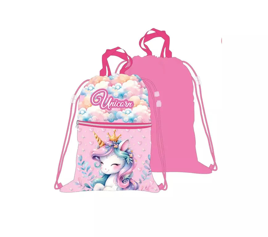 Unicorn Clouds Deluxe Sporttas – Gymtas/Zwemtas 45x34,5 cm – 100% Polyester – Lichtgewicht
