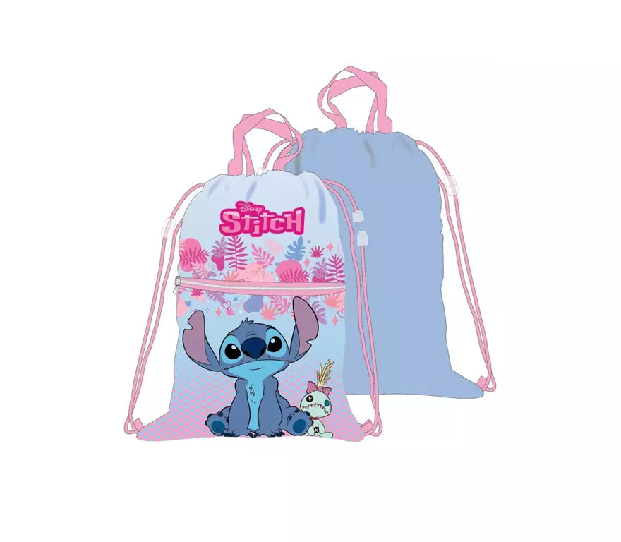 Disney Stitch Gymtas Blauw Roze met Ritsvak