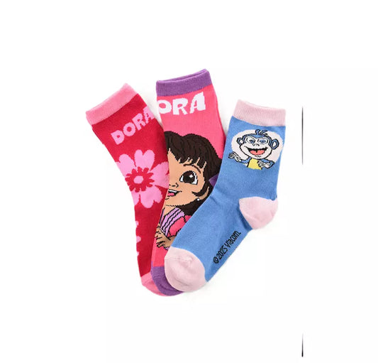Dora the Explorer Sokken – 3 Paar – Kinder Sokken – Dora & Boots – Maat 23/26 t/m 31/34