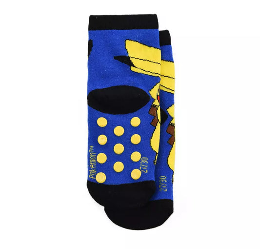 Pokémon Pikachu Anti-Slip Sokken – Blauwe Kinder Sokken met Gele Grip – Maat 23/26 t/m 31/34