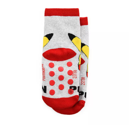 Pokémon Pikachu Anti-Slip Sokken – Grijs met Pokéball – Kinder Sokken met Rode Grip – Maat 23/26 t/m 31/34