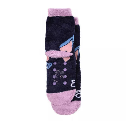 Disney Stitch Huissokken – Fluffy Terry – Antislip Kinder Sokken – Navy/Roze – Maat 23/26 t/m 31/34