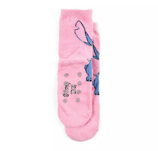 Disney Stitch Huissokken – Fluffy Terry – Antislip Kinder Sokken – Lichtroze – Maat 23/26 t/m 31/34