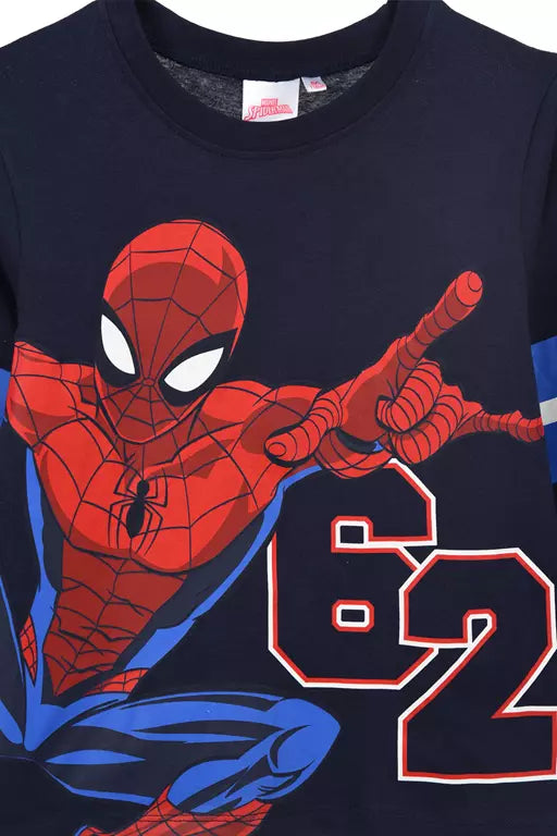 Spider-Man Longsleeve Shirt Donkerblauw – 100% Katoen – Maat 98 t/m 128 – Officiële Marvel
