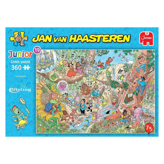 Voorkant van de Jan van Haasteren Junior Droomvlucht puzzeldoos