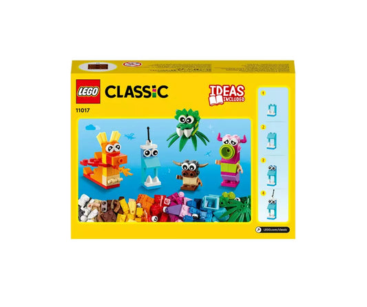 LEGO Classic 11017 Creative Monsters – 140-delige Bouwset – 5 Monster Modellen – Kinderen 4+ – Officiële LEGO Licentie