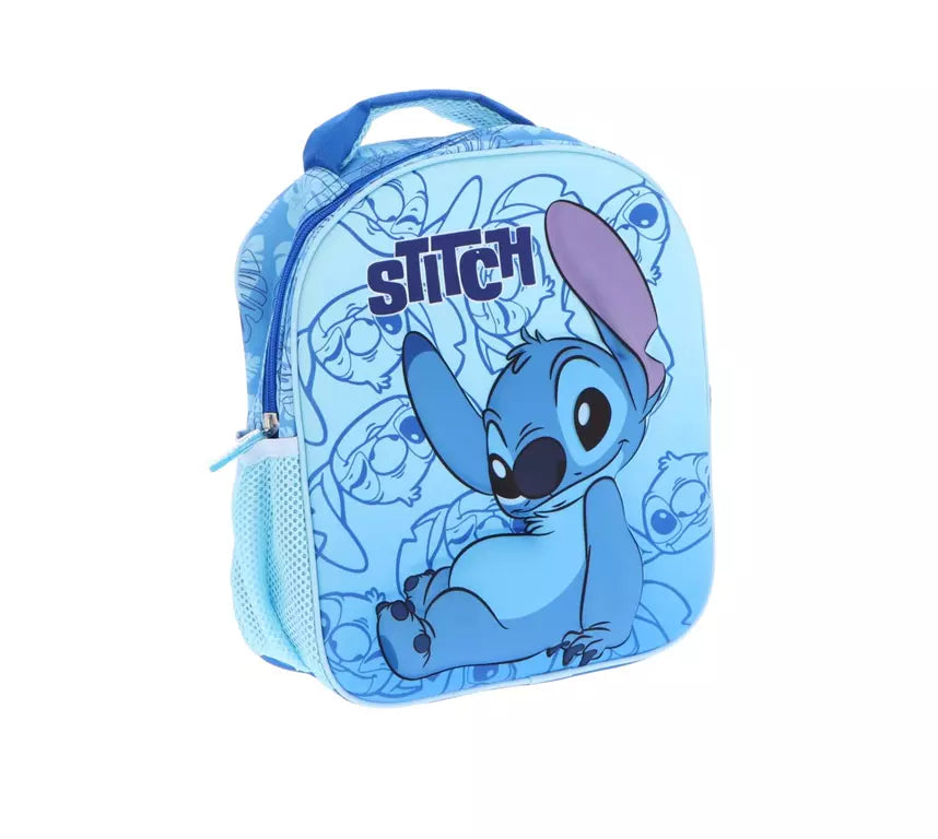 Disney Stitch 3D Rugzak – Blauw met Bloemen – Kinder Rugtas 30x26x10 cm