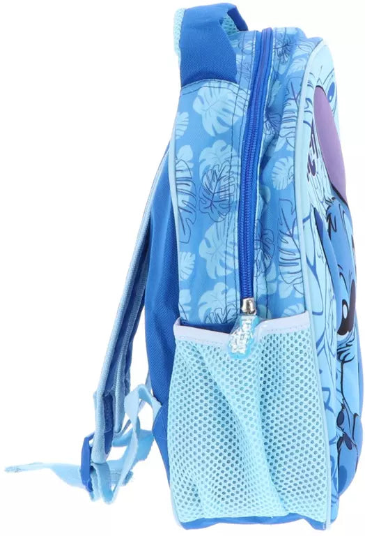 Disney Stitch 3D Rugzak – Blauw met Bloemen – Kinder Rugtas 30x26x10 cm