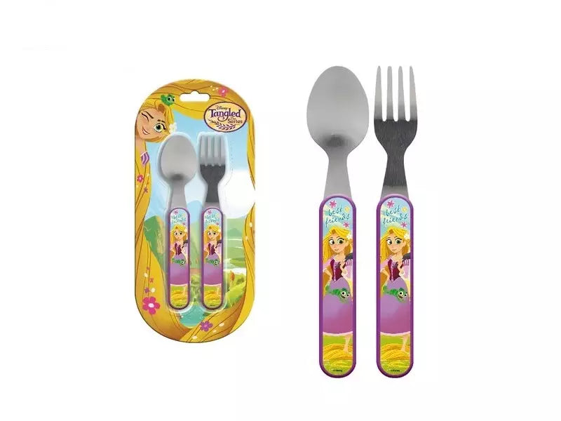 Disney Princess Tangled Kinderbestek – Rapunzel Vork en Lepel – Vaatwasserbestendig – Kinderset