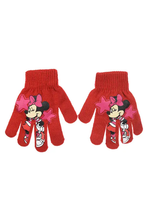Rode Minnie Mouse kinderhandschoenen met roze sterren voor kinderen van 3 tot 6 jaar