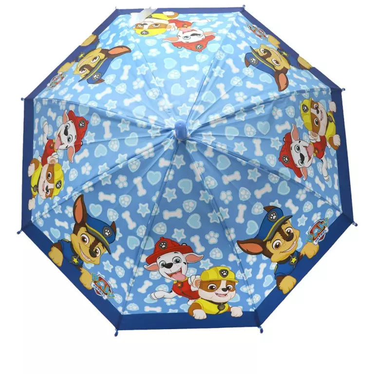 PAW Patrol Paraplu Kinderen – Blauw met Chase, Marshall & Rubble – Ø68 cm – Automatisch Openend – Officiële Licentie