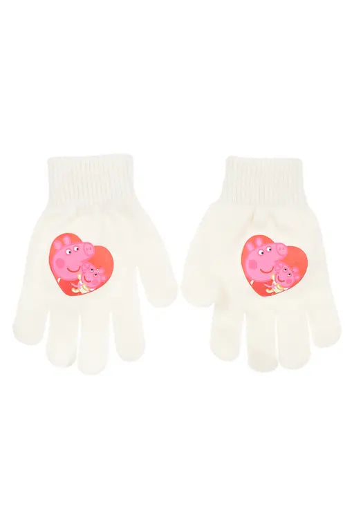 Offwhite Peppa Pig kinderhandschoenen voor kinderen van 3 tot 6 jaar