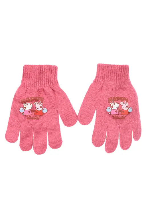 Roze Peppa Pig kinderhandschoenen met Happy Friends afbeelding voor kinderen