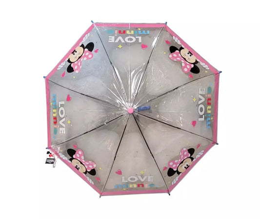Disney Minnie Mouse Paraplu Kinderen – Transparant met “Love Minnie” Print – Ø68 cm – Officiële Licentie