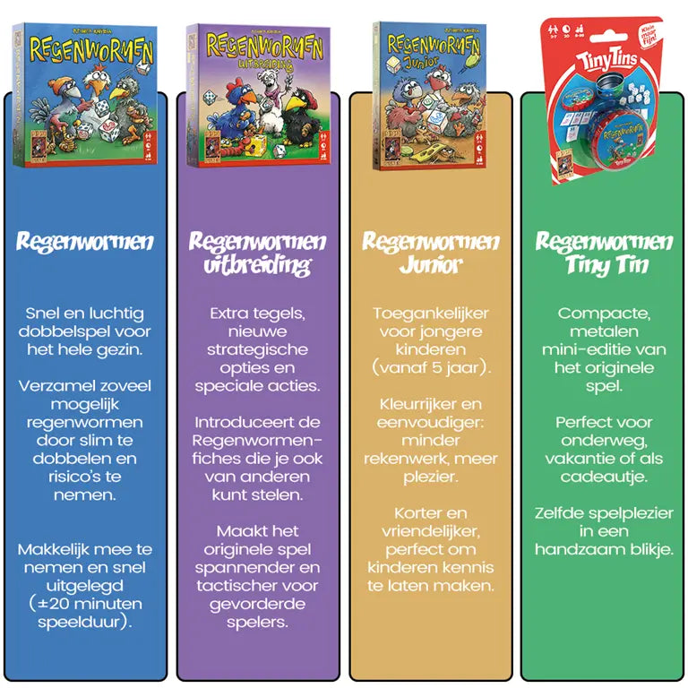 999 Games Regenwormen Dobbelspel – Familiespel vanaf 8 Jaar