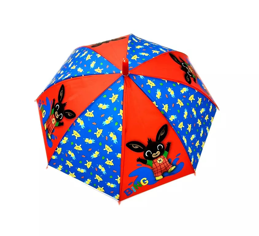Bing Bunny Paraplu Kinderen – Rood & Blauw met Bing Print – Ø68 cm – Semi-Automatisch – Officiële Licentie