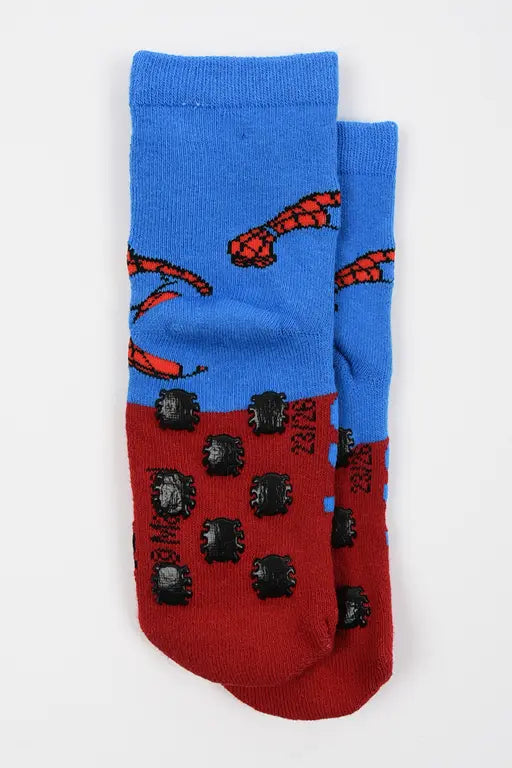 Onderkant Spider-Man kindersokken met zwarte antislip nopjes