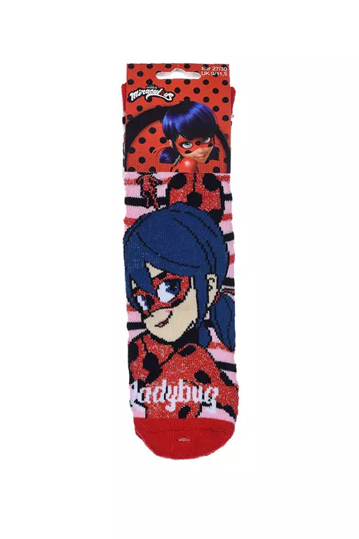 Miraculous Ladybug Antislip Sokken Kinderen – Roze met Streepjes – Maten 23/26, 27/30 & 31/34 – Officiële Licentie