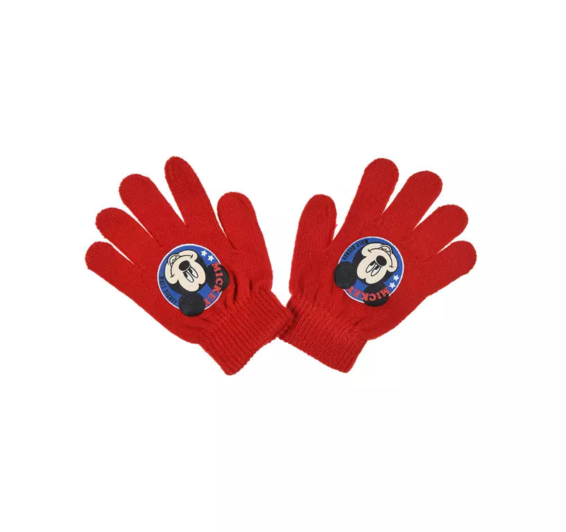 Rode Mickey Mouse handschoenen voor kinderen met afbeelding van Mickey. Warme, zachte acryl handschoenen, one size (3–6 jaar), officiële Disney licentie.