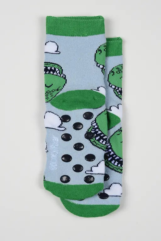 Onderkant Toy Story Rex kindersokken met zwarte antislip nopjes
