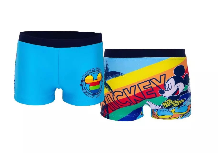 Zwembroek Mickey Mouse -blauw met Regenboogprint