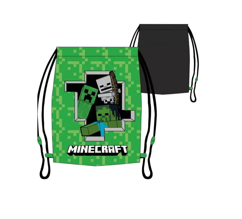 Minecraft gymtas met trekkoorden formaat 36 x 24 cm