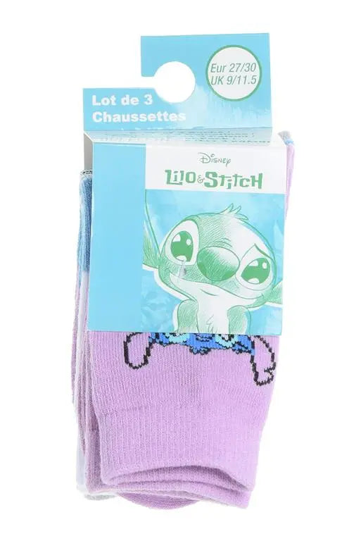 Disney Stitch Sokken Set – 3 Paar – Maten 27/30, 31/34 & 35/37 – Roze & Grijs – Zachte Kindersokken – Officiële Licentie