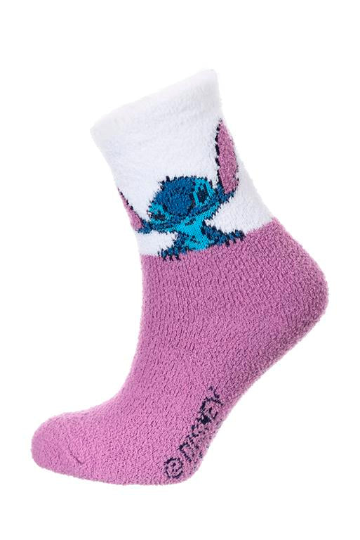 Fluffy huissokken Disney Stitch paars