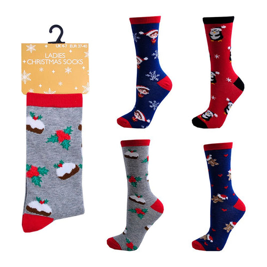 4 Paar Weihnachtssocken für Damen, Größe 37-40