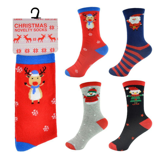 4 Paar Weihnachtssocken für Damen, Größe 37-40