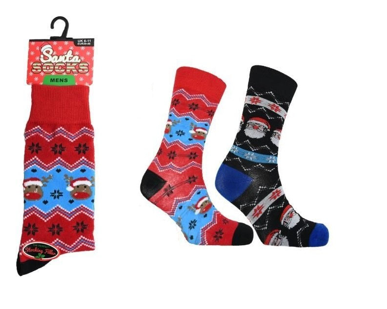 2 paires de chaussettes de Noël pour hommes, tailles 41-46
