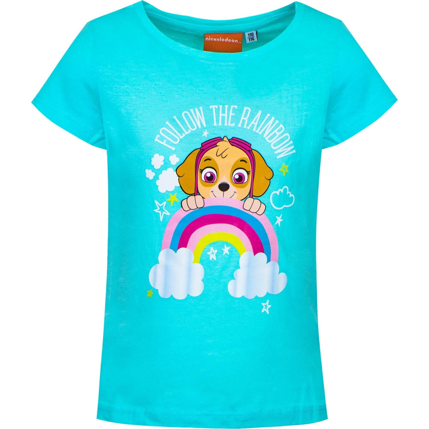 Paw Patrol Skye T-shirt Turquoise – Regenboog Print – Officiële Licentie – Maat 92